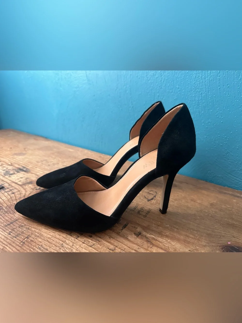 J. Crew Factory Black Suede Pointed D'Orsay Pumps